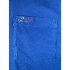 Greg Norman Mens XXXL Blue Short Sleeve Pocket T-Shirt Shark Logo Cotton Tee