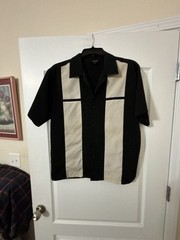 Phillipe Marcel Men’s Size M Black and Cream Retro Bowling Shirt