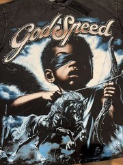 Mens NEW Godspeed Skeleton Blindfolded child angel print Short sleeved T-shirt