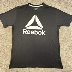 Reebok T-Shirt Men’s Large Black Sports Outdoors Soft Comfort Short Sleeve Used
