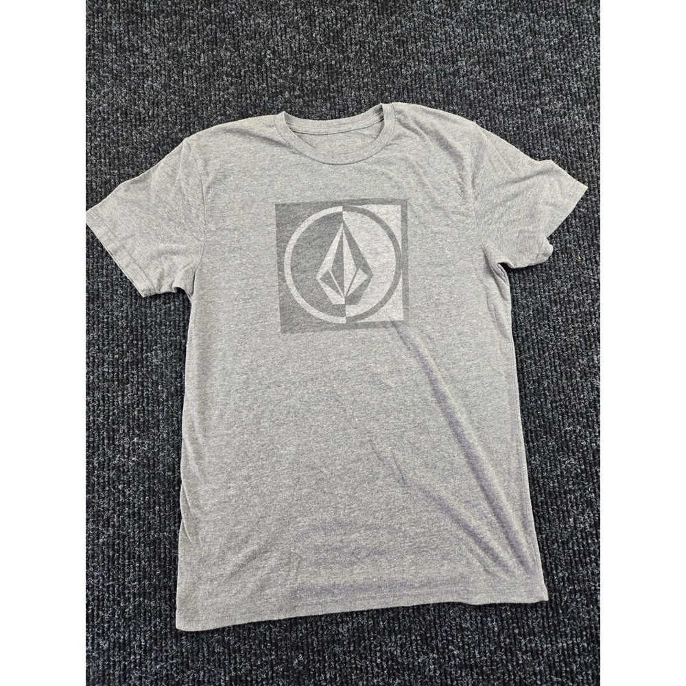 Volcom Mens Heather Grey Stone Logo Graphic T-Shirt Short Sleeve Crew Neck M