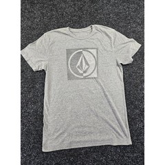 Volcom Mens Heather Grey Stone Logo Graphic T-Shirt Short Sleeve Crew Neck M