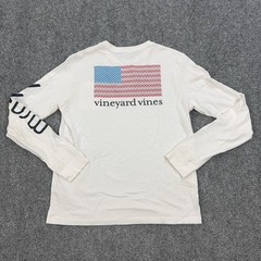 Vineyard Vines Shirt Mens Large White Flag Whale Pocket Long Sleeve Tee Tagless