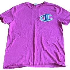 CHAMPION LIFE FLOSS STITCH C LOGO HERITAGE TEE SHIRT PEONY PINK MENS SIZE LARGE