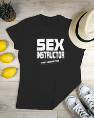Men’s T-shirt Sex Instructor Funny Gift Novelty Streatwear Modern Cotton Adult