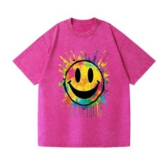 Unisex Retro Smiley Face Oversized Shirt Hippie Casual Aesthetic Streetwear Tee