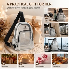 Clear TPU Crossbody Sling Bag for Stadium Events, Waterproof Transparent Ches…