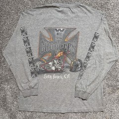 Vintage Grey West Coast Choppers Double Sided Longsleeve T Shirt Size XL Faded