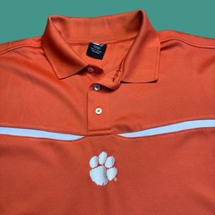 Starter Clemson Tigers Polo Shirt Large Mens Orange NCAA Golf Performance