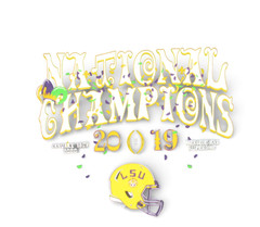 BLUE84 Black Twill 2019 NATIONAL CHAMPIONSHIP LSU TIGERS FOOTBALL T-Shirt/Tee L