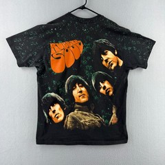 Vintage Beatles T Shirt Mens XL Black Double Sided Rubber Soul 90s Made in USA