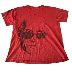 The Rock Dwayne Johnson WWE Shirt Men Large Red Short Sleeve Face Profile