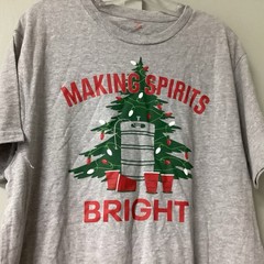 New Holiday Time Mens Large Gray Crew Neck Christmas T Shirt “ Making Bright “