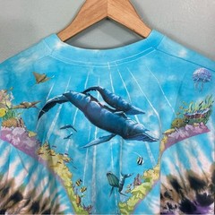 Liquid Blue VTG Aquatic Underwater Dolphins Coral Reef Ocean AOP XL T Shirt Tee