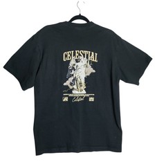 Shaka Wear Mens Celestial Graphic T-Shirt Super Max Heavy Black Large Streetwear