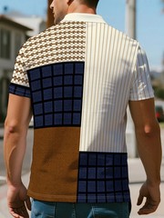 Men’s summer best-selling simple check-patterned printed short-sleeved POLO shir