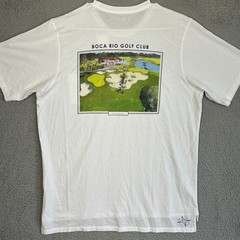NEW B. Draddy Pima Cotton T-Shirt Mens Large White Boca Rio Golf Club Pocket Tee