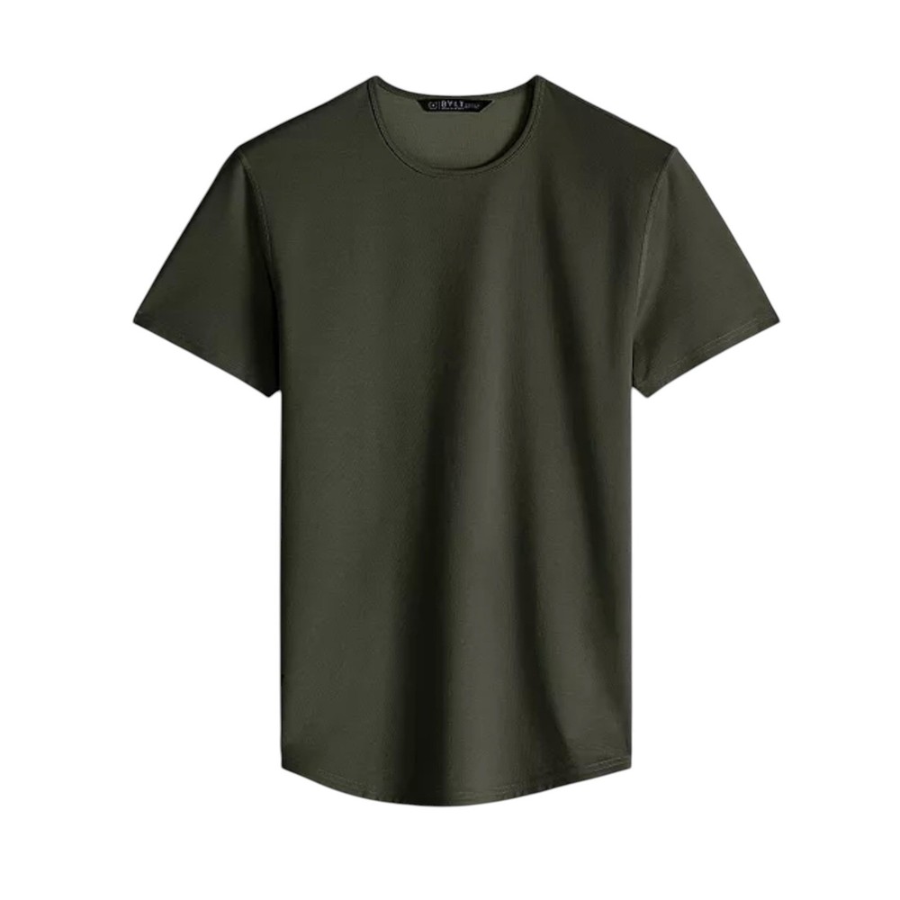 BYLT Premium Basics Mens Drop Cut Lux Short Sleeve Tee Olive Green Large