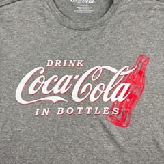Coca Cola Mens T-Shirt Grey Graphic Tee Drink Coca-Cola In Bottles Medium