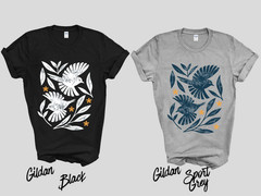 Retro Botanical Birds T-Shirt, Folk Art Bird Shirt, Vintage Nature Tee, Cottagec
