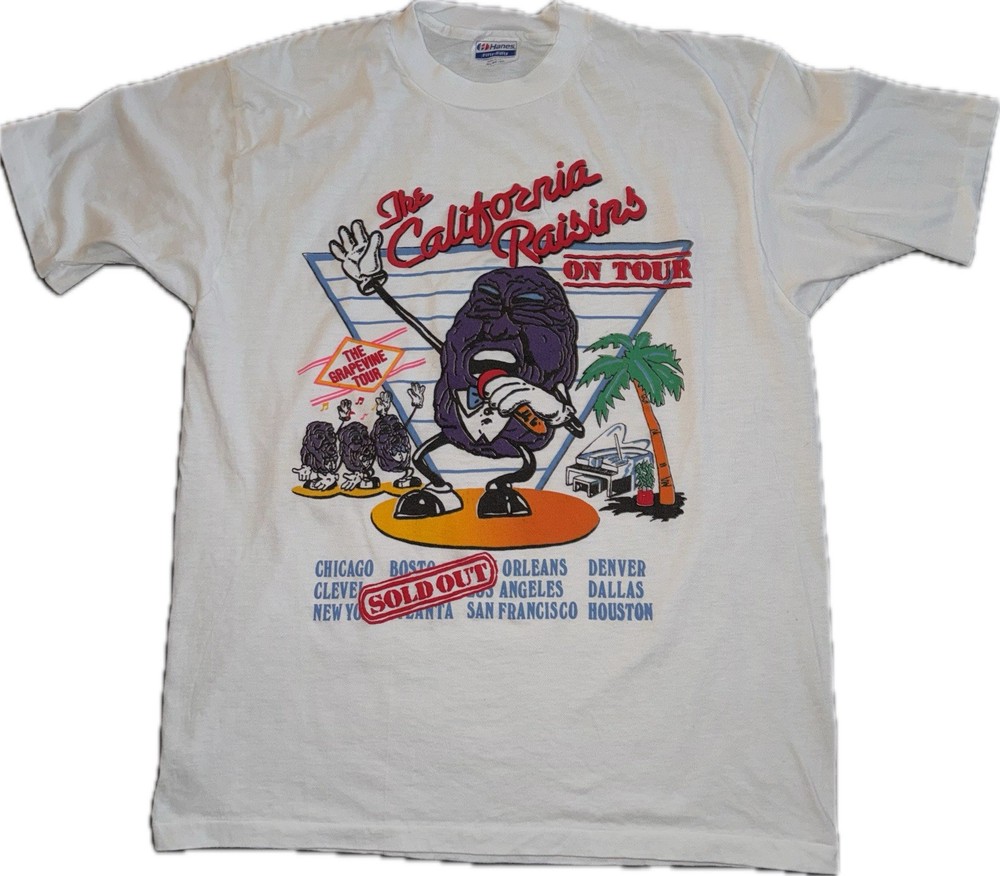 80’s, 90’s Vintage NOS XL Single Stitch California Raisins White T-shirt. USA