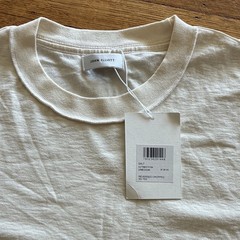John Elliott Reversed Cropped SS Tee Beige Solid Logo Crew Neck Cotton Size S