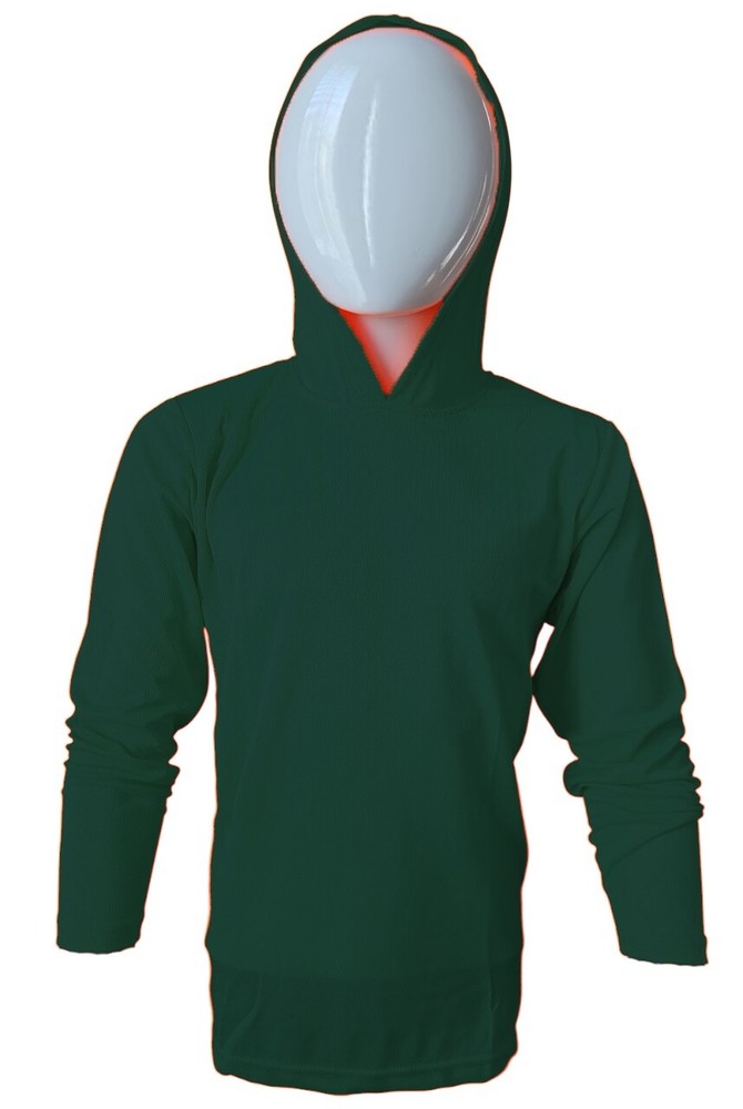 DRI-FIT Hoodie Long Sleeve T-Shirts, UPF 50+ Sun Protection Hooded FOREST GREEN