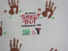 Vintage Thanksgiving Day Shirt Mens Extra Large XL White Turkey Trot 90s USA