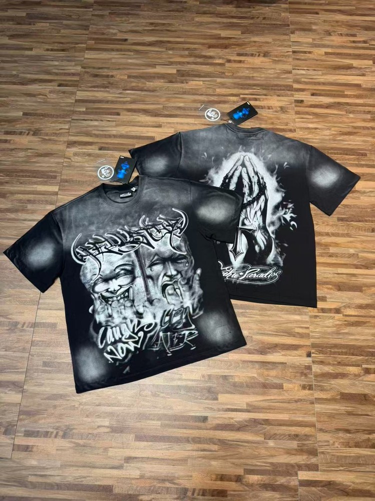 Hellstar tee shirt Men’s Black/Gray Cotton NEW S-M-L-XL