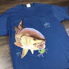 Guy Harvey Original Vintage Pocket T-Shirt Size Large Blue Fishing Shirt