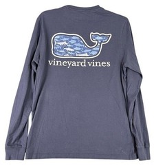 Vineyard Vines Navy Whale Logo Graphic Casual Preppy Style Wear Shirt Mens XS