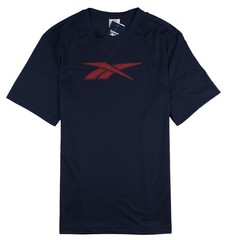 REEBOK Vector Performance Logo T-Shirt sz S Small Navy Blue Red