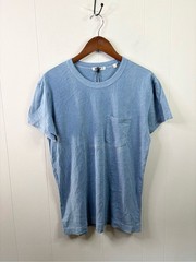 Buck Mason indigo dipped blue cotton classic pocket tee shirt size SM new flaw