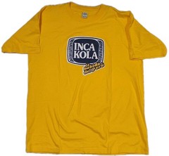 Inca Kola Shirt Mens Large Yellow Graphic Peruvian Soda La Bebida del Peru