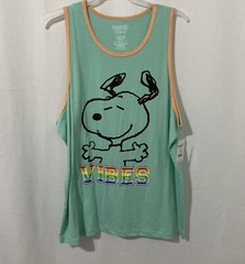 Peanuts Snoopy Men’s Pride Tank Top Shirt “Vibes” Aqua XL (46-48) NWT