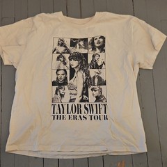 Taylor Swift The Eras Tour Graphic Print Crew Neck T-Shirt, White Cotton, XL