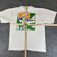 VTG Hawaiian Shirt Mens XL White Alore Kona Birds of Paradise Single Stitch 90s