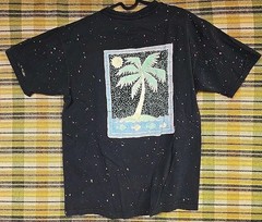 Vtg 90’s Bahamas Beach Paint Splash Shirt, Size XL, Black, Sherry Mfg