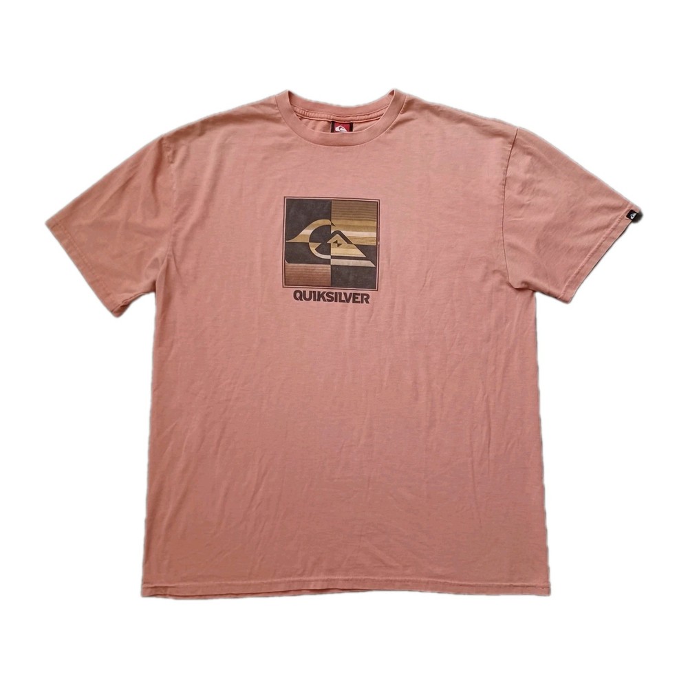 Quiksilver T Shirt Mens Large Peach Graphic Logo Short Sleeve Early 2000s