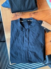 BOSS Hugo Boss Slim Fit Ribbed Henley Shirt Dark Blue Size M