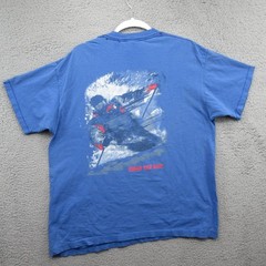 Vintage Make The Run Shirt Mens XL Distressed Skiing Compass Single Stitch Blue