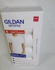 Gildan Softstyle 6pk White Stay Tucked Crew T-shirts Mens Small