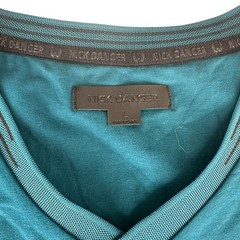 Mens T-Shirt Size Large Dark Teal V-Neck Soft Casual Cotton Stretch Short Sleeve