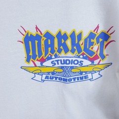 MARKET STUDIO Shirt Mens Medium White Pullover Crew Graphic V-12 Auto Cars