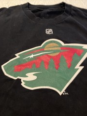 Reebok Minnesota Wild Clayton Stoner 4￼Hockey Black T-Shirt Mens Large RARE!
