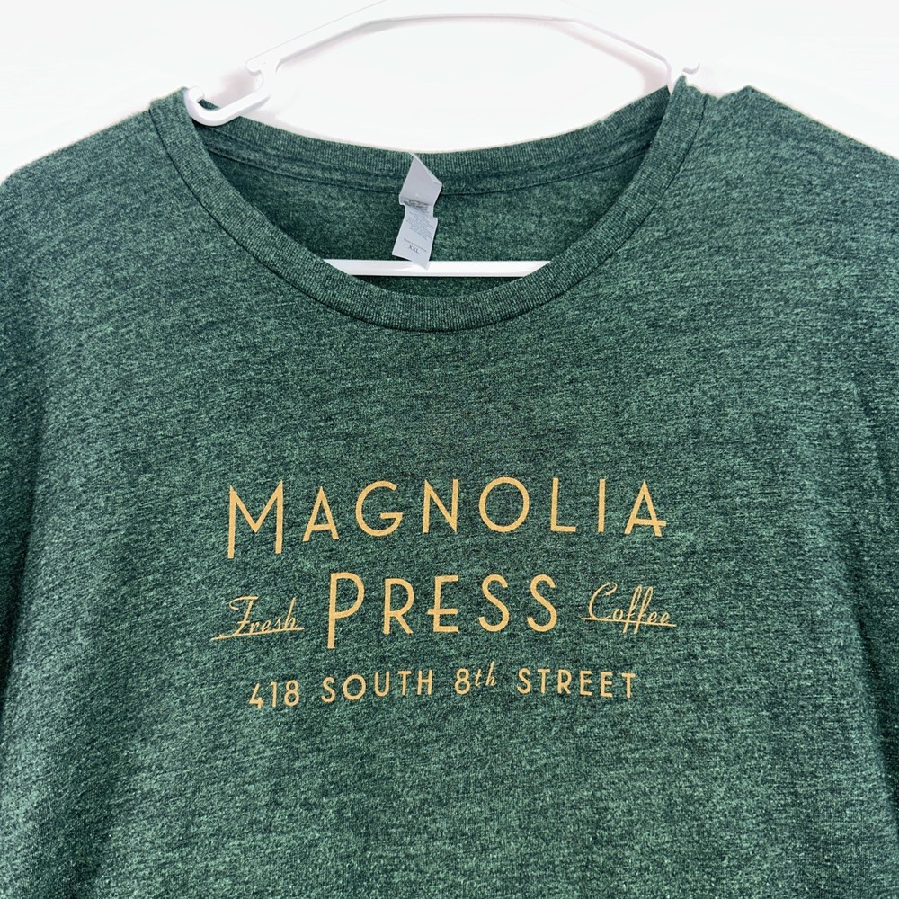 Magnolia Press Coffee Shop Emerald Green Adult 2XL NextLevel Apparel T-shirt