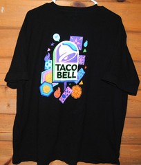 Taco Bell Employee Henley Collar Shirt- Black- Graphics on Both Sides- XXL