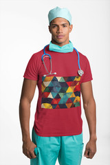 Geometric Retro Triangle Pattern T-Shirt | Abstract Colorful Design