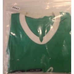 Vintage Leinenkugels Beer Green Ringer T-Shirt V-Neck Athletic Stripe Distressed