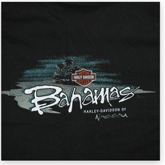 VTG Harley Davidson Shirt Nassau Bahamas Mens Large Black Steel Spellout USA